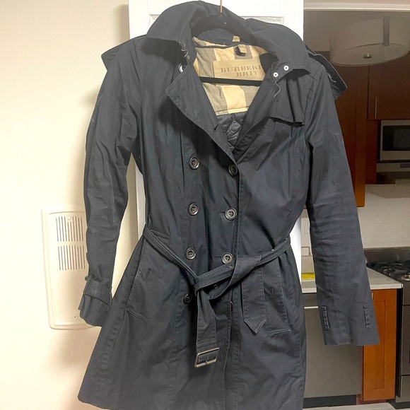 Burberry brit hooded trench coat